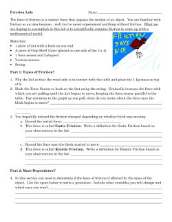Friction Lab: The force of friction is a contact force that opposes the