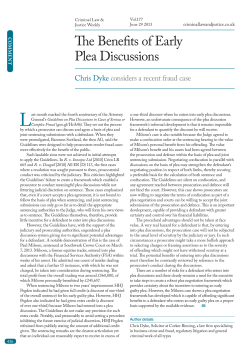 The Benefits of Early Plea Discussions