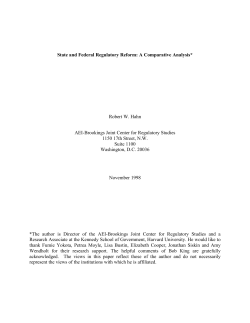 State and Federal Regulatory Reform