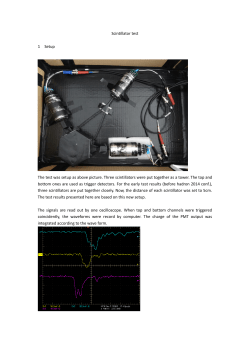 Scintillator test 1 Setup The test was setup as above picture. Three
