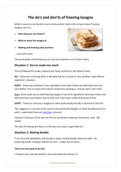 The do`s and don`ts of freezing lasagna