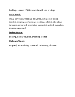 Spelling – Lesson 17 (More words with –ed or –ing) Basic Words