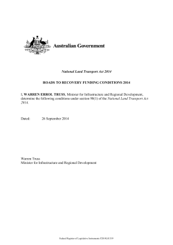Page 0 of 16 National Land Transport Act 2014 ROADS TO