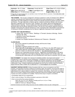 English 101 - English Composition I (Winter Quarter)