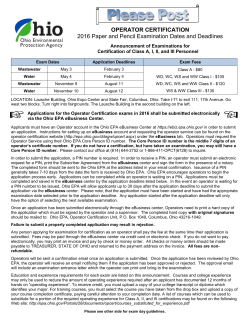 OPERATOR CERTIFICATION 2016 Paper and Pencil Examination