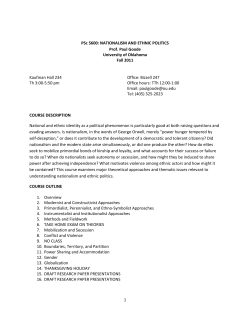 1 PSc 5600: NATIONALISM AND ETHNIC POLITICS Prof. Paul