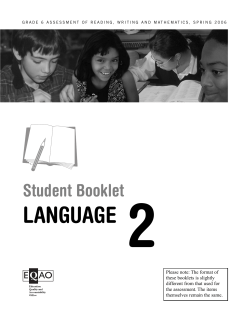 Grade 6 Student booklet