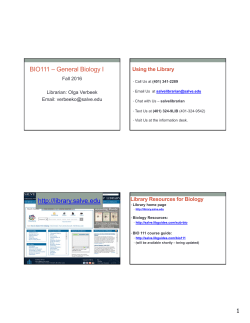 BIO111 &ndash; General Biology I http://library.salve.edu