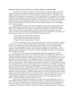 Testing Greenberg`s Universal 18 using an Artificial Language