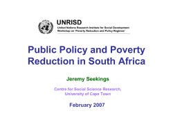 Public Policy and Poverty Reduction in South Africa