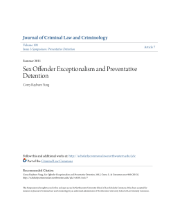 Sex Offender Exceptionalism and Preventative Detention