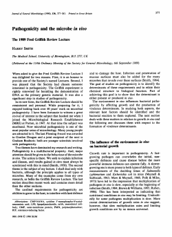 Pathogenicity and the microbe in vivo