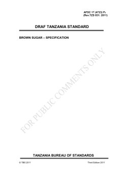 draf tanzania standard - Tanzania Bureau of Standards