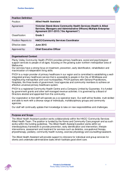 Position Definition Position: Allied Health Assistant Agreement