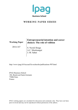 Entrepreneurial intention and career choices: The role of volition