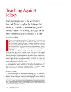 Teaching Against Idiocy - University of Washington