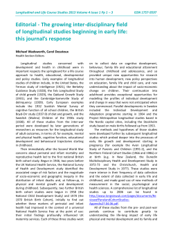 Editorial - The growing inter-disciplinary field of longitudinal studies