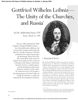 Gottfried Wilhelm Leibniz&mdash;The Unity of the Churches, and Russia