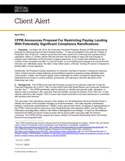 CFPB to Propose Rules Restricting Payday Lending
