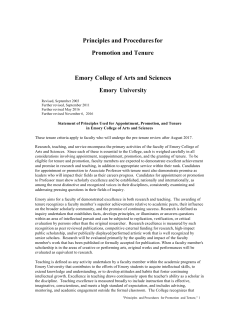 New Tenure and Promotion Guidelines