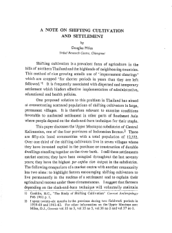 A NOTE ON SHIFTING CULTIVATION AND SETTLEMENT