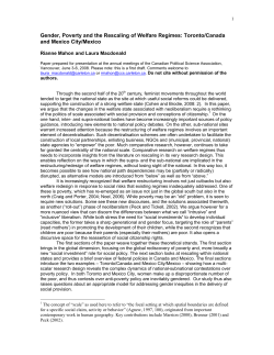 Poverty Politics in Toronto/Canada and Mexico City/Mexico