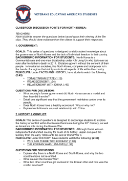 CLASSROOM DISCUSSION POINTS FOR NORTH KOREA - V-NEP
