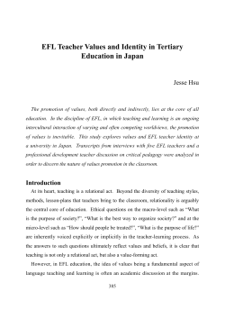 EFL Teacher Values and Identity in Tertiary