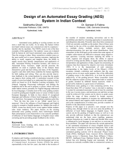 Design of an Automated Essay Grading (AEG) System in Indian