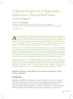 Highland Rangelands of Afghanistan: Significance, Management