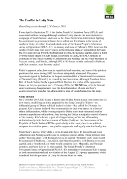 The Conflict in Unity State