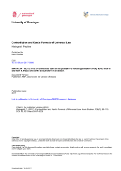 Contradiction and Kant`s Formula of Universal Law Kleingeld