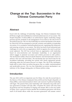 Succession in the Chinese Communist Party - ANU Press