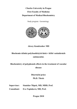 Charles University in Prague First Faculty of Medicine Department of