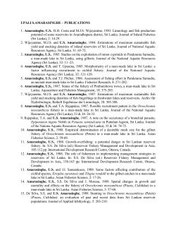UPALI S.AMARASINGHE &ndash; PUBLICATIONS 1. Amarasinghe, U.S.