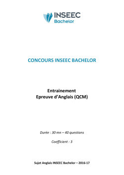 Sujet Anglais INSEEC Bachelor &ndash; 2016-17