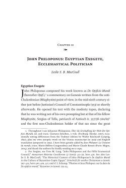 John Philoponus: Egyptian Exegete, Ecclesiastical