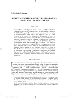 personal property securities legislation: analysing the new