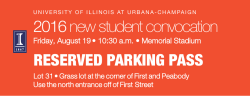 2016 new student convocation RESERVED PARKING PASS