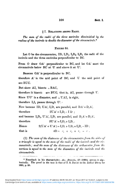 104 Sect. I. The sum of the radii of the three excircles diminished by