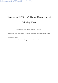 Oxidation of Cr to Cr During Chlorination of Drinking Water