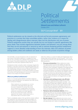 Political Settlements - Developmental Leadership Program