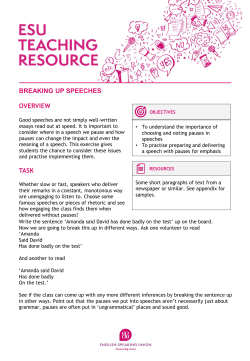 BREAKING UP SPEECHES TASK OVERVIEW