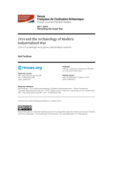 1914 and the Archaeology of Modern Industrialised War