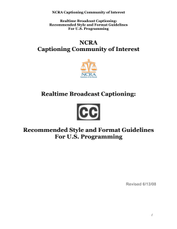 NCRA Captioning Community of Interest Realtime Broadcast