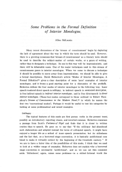 Some Problems in the Formal Definition of Interior Monologue.