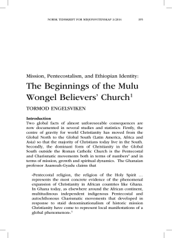 The Beginnings of the Mulu Wongel Believers` Church1