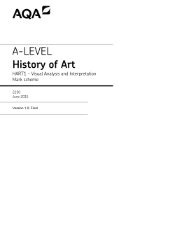 A-level History of Art Mark scheme Unit 01 - Visual Analysis