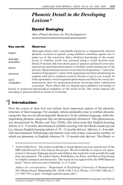 Phonetic Detail in the Developing Lexicon - Psychology