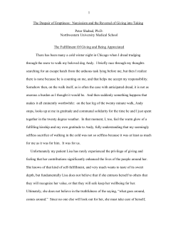 The Despair of Emptiness: Narcissism and the Reversal of Giving